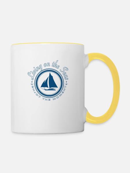 Living on the Seas - Tasse zweifarbig - Weiß/Gelb
