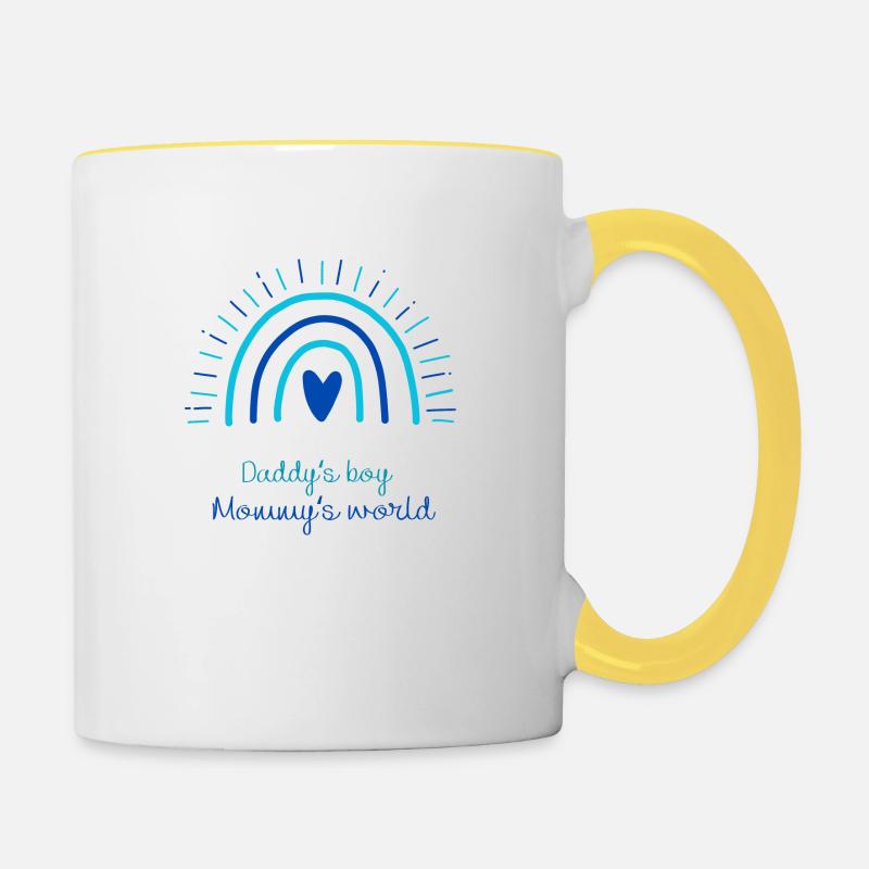 Daddy's boy, Mommy's world Rainbow - Contrasting Mug - white/yellow