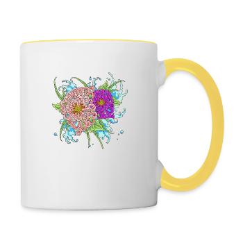 chrysanthème 4 - Mug contrasté - blanc/jaune - Droite