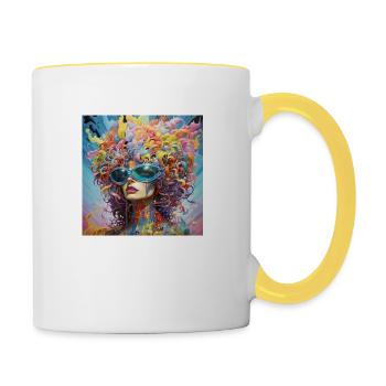 Woman with colorful hair - Contrasting Mug - white/yellow - Right