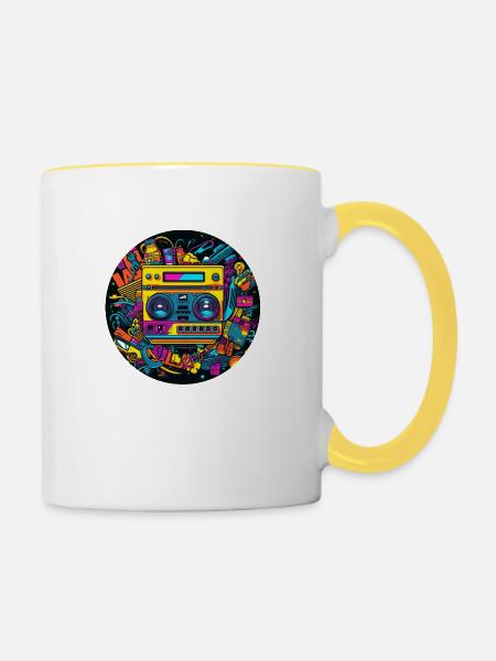 Das Beste der 90er - Tasse zweifarbig - Weiß/Gelb