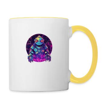 Cadeau Tortue Tribale Créature Cadeau d’anniversaire - Mug contrasté - blanc/jaune - Droite