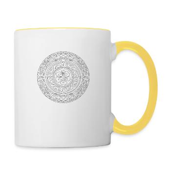 cercle maori ibiscus blanc - Mug contrasté - blanc/jaune - Droite