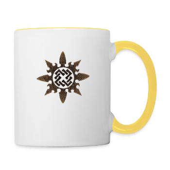 Soleil celtique 6 - Mug contrasté - blanc/jaune - Droite