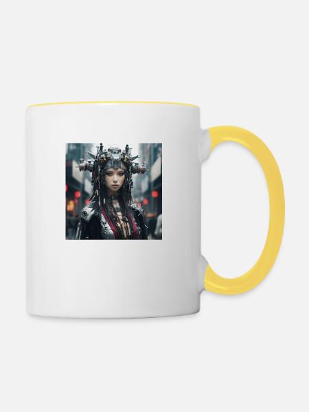 Cyber Punk - Tasse zweifarbig - Weiß/Gelb