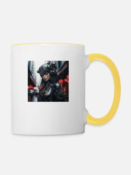 Japan Cyber Punk - Tasse zweifarbig - Weiß/Gelb
