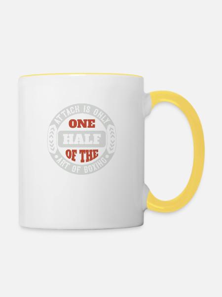 Attack is only one half of the art of boxing - Mug contrasté - blanc/jaune