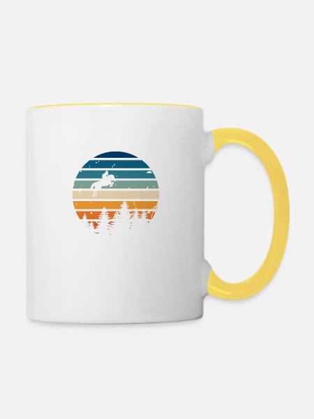 Retro-Reiten - Tasse zweifarbig - Weiß/Gelb