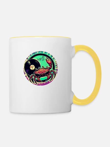 Crab Musik - Tasse zweifarbig - Weiß/Gelb