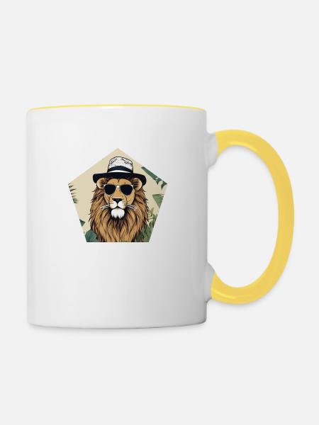 Mister Lion - Tasse zweifarbig - Weiß/Gelb