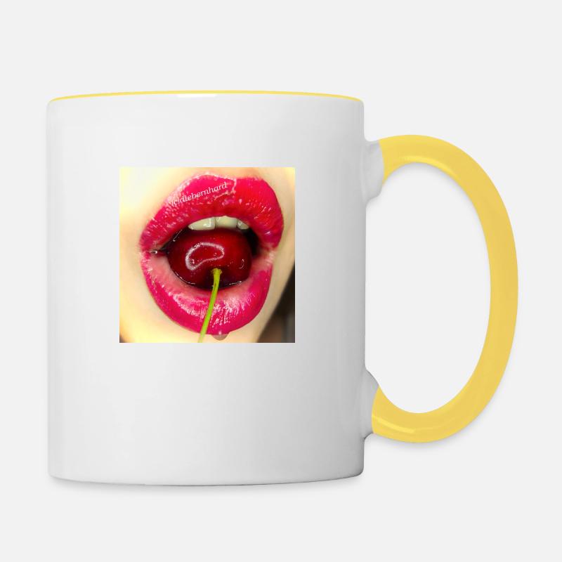 cherry - Tasse zweifarbig - Weiß/Gelb