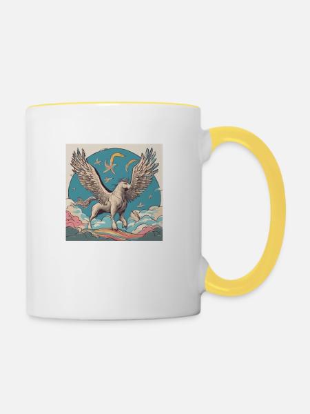Pegasus - Tasse zweifarbig - Weiß/Gelb