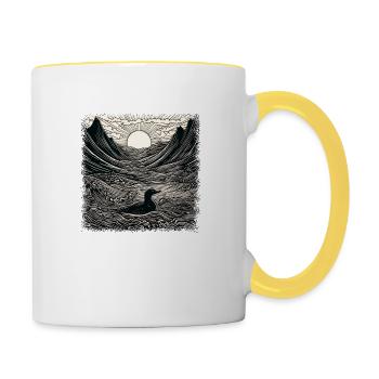 humor fun heart hippie festival peace for paris - Tasse zweifarbig - Weiß/Gelb - Rechts