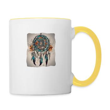 Traumfänger - Tasse zweifarbig - Weiß/Gelb - Rechts