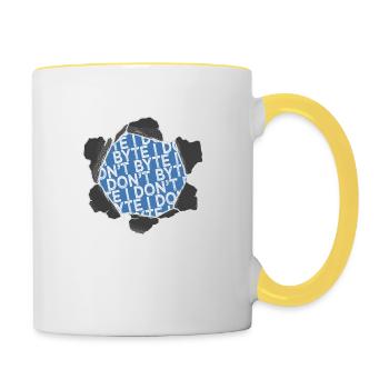Geek drôle disant Great Dane Bloodhound Cadeau - Mug contrasté - blanc/jaune - Droite