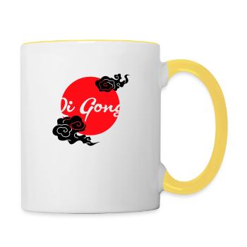 Nuages de Qigong - Mug contrasté - blanc/jaune - Droite