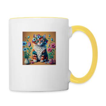 Flower Kitten - Tasse zweifarbig - Weiß/Gelb - Rechts