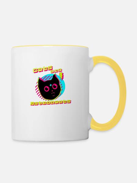 Cats are Astronauts - Tasse zweifarbig - Weiß/Gelb