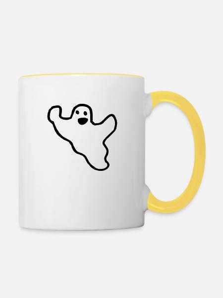 Gespenst - Tasse zweifarbig - Weiß/Gelb