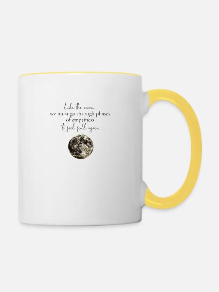 Das Leben in Phasen - Tasse zweifarbig - Weiß/Gelb