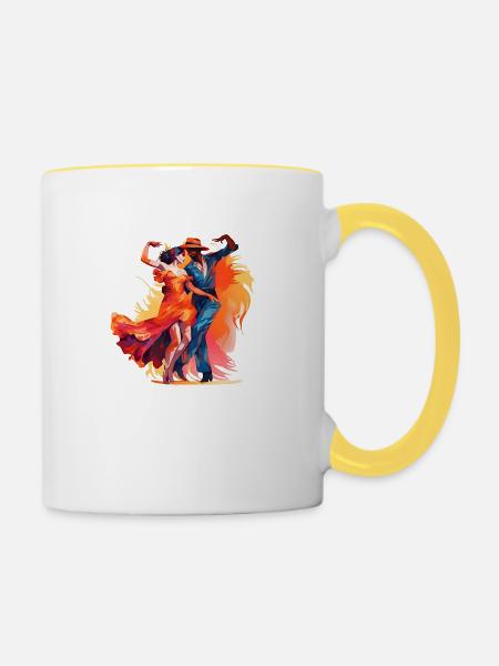 Mambo ist weltweit bekannt - Tasse zweifarbig - Weiß/Gelb