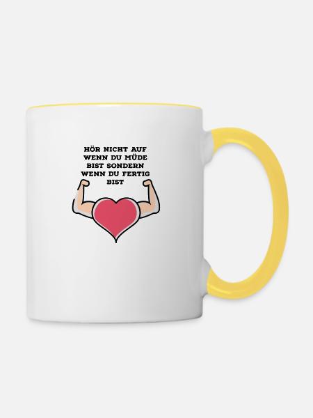Motivation zum training - Tasse zweifarbig - Weiß/Gelb