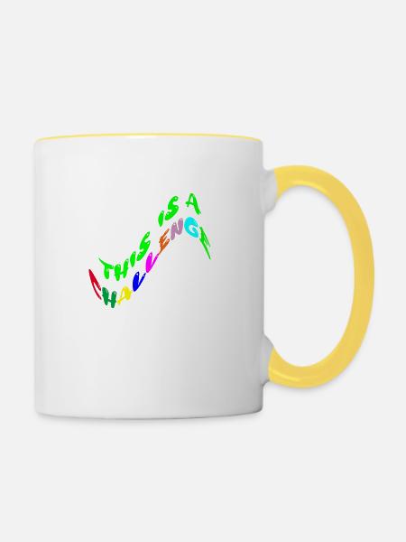this is a challenge - Tasse zweifarbig - Weiß/Gelb