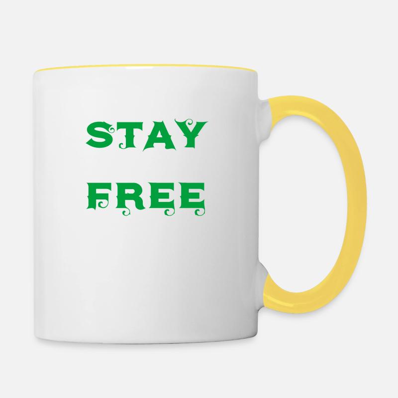 stay free - Contrasting Mug - white/yellow