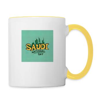 Fête nationale saoudienne - Mug contrasté - blanc/jaune - Droite