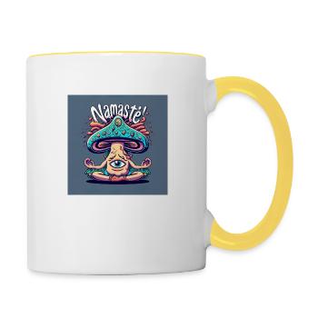 Namaste mushroom - Contrasting Mug - white/yellow - Right
