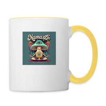 Namaste mushroom - Contrasting Mug - white/yellow - Right