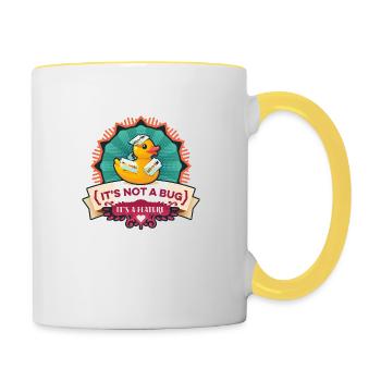 Its Not A Bug Its A Feature Duck - Contrasting Mug - white/yellow - Right