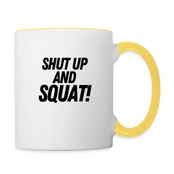 Shut up and Squat! - Tasse zweifarbig - Weiß/Gelb - Rechts