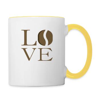 Coffee Love - Coffee Bean Love - Mug contrasté - blanc/jaune - Droite