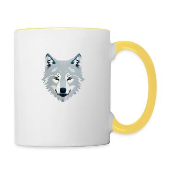 Wolf - Tasse zweifarbig - Weiß/Gelb - Rechts