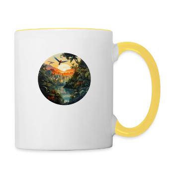Eine Stadt im Amazonas - Tasse zweifarbig - Weiß/Gelb - Rechts