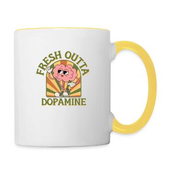 Frisches Dopamin | ADHS, neurodivergent - Tasse zweifarbig - Weiß/Gelb - Rechts