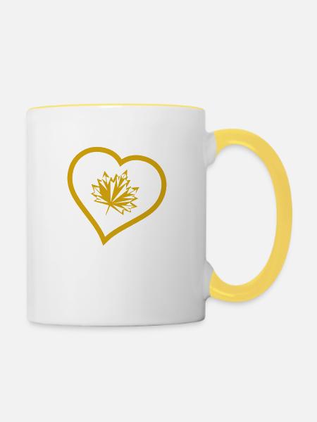 herbst blatt - Tasse zweifarbig - Weiß/Gelb