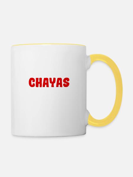 Miese Chayas gesucht - Tasse zweifarbig - Weiß/Gelb
