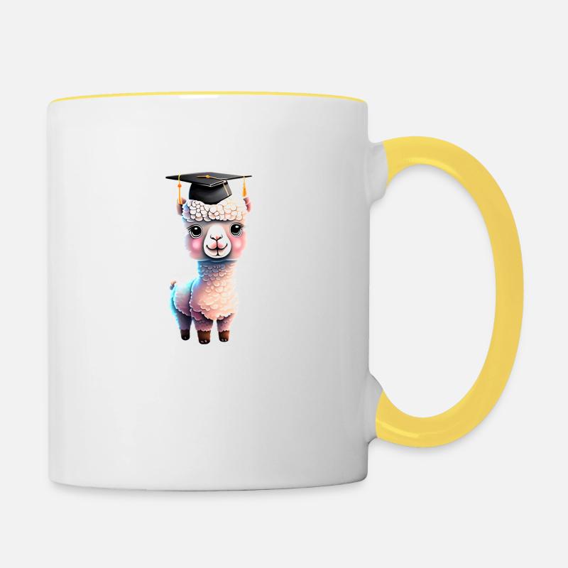 Alpaca Studies Bachelor School Leaving Certificate Graduate - Contrasting Mug - white/yellow