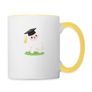 Certificat de fin d’études supérieures en études alpaga - Mug contrasté - blanc/jaune - Droite