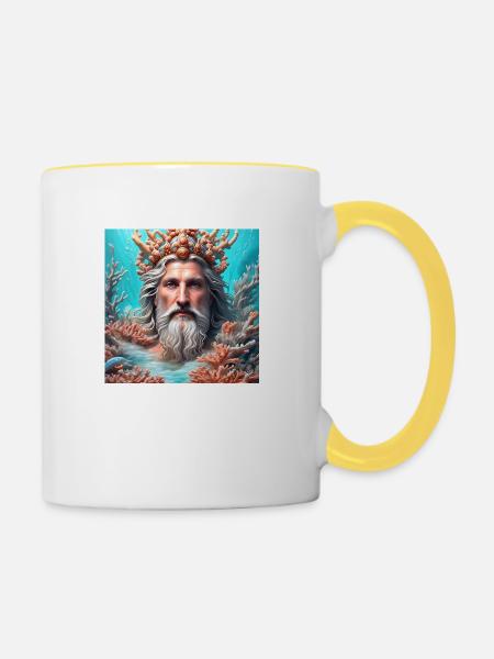 Neptun - Tasse zweifarbig - Weiß/Gelb