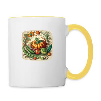 Composition de légumes Art nouveau - Mug contrasté - blanc/jaune - Droite