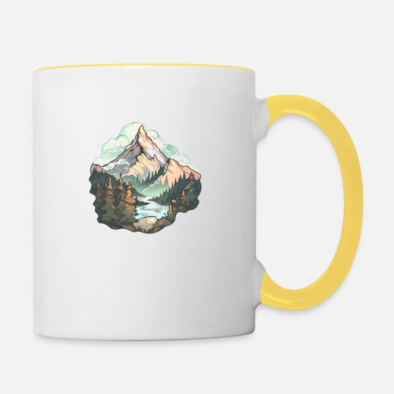 Hiking in the mountains - Contrasting Mug - white/yellow