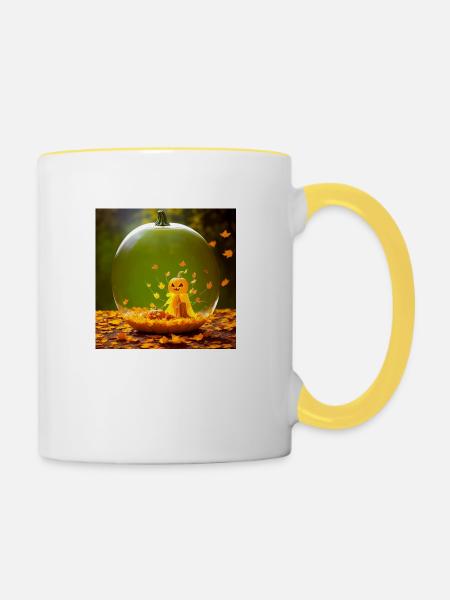 Halloween Kürbisgeist - Tasse zweifarbig - Weiß/Gelb