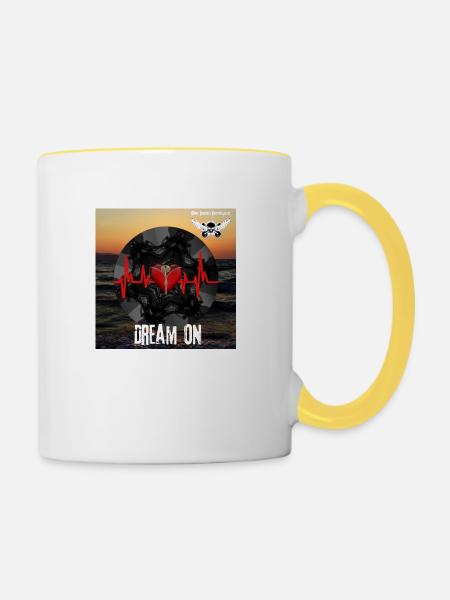 Dream On - Tasse zweifarbig - Weiß/Gelb