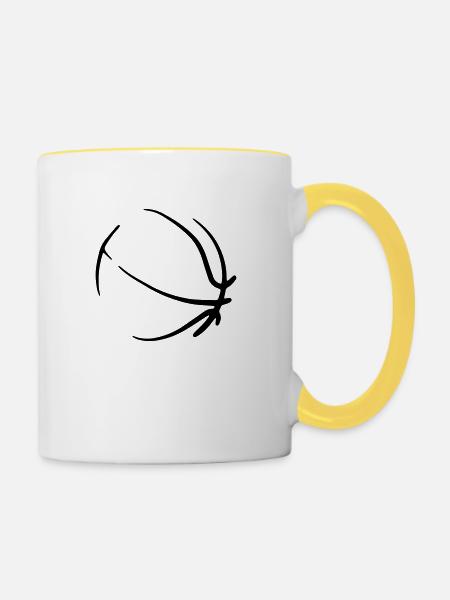 Basketball 08 - Tasse zweifarbig - Weiß/Gelb