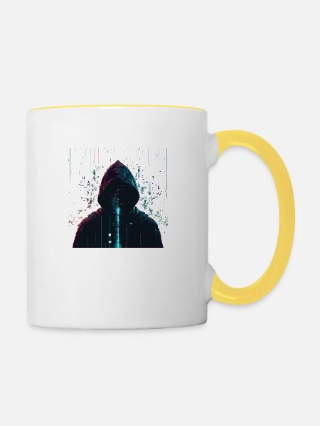 hacking - Tasse zweifarbig - Weiß/Gelb
