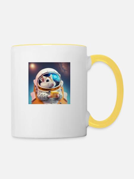 Weltraum Hamster - Tasse zweifarbig - Weiß/Gelb