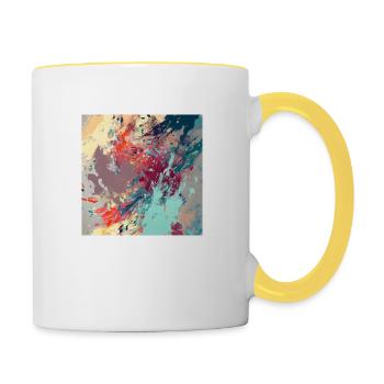Die Kunst des Chaos - Tasse zweifarbig - Weiß/Gelb - Rechts